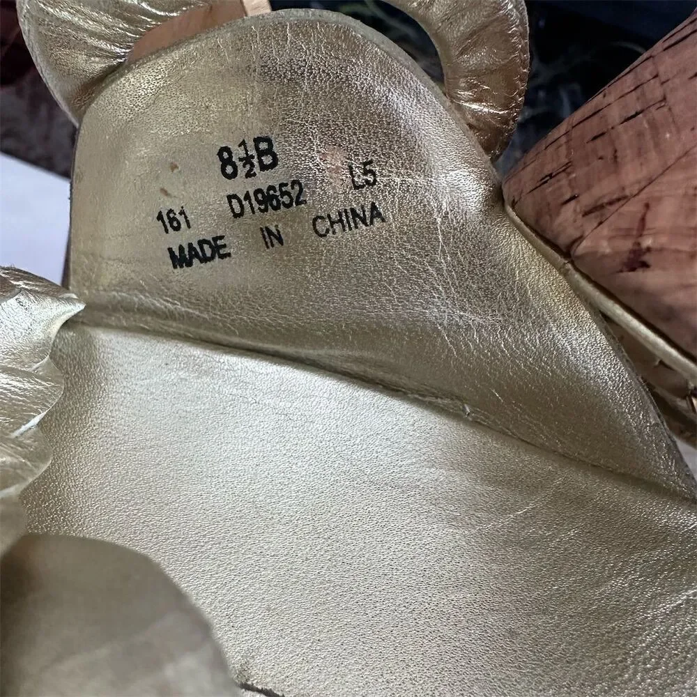 Nike Lab G Series Gold Wedge Sandals Women's Size 8B Braided Cork Heel